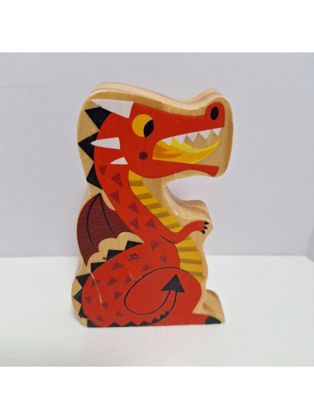 Wooden Dragon Alex Pretends Castle Figure Red Black Fire Breathing